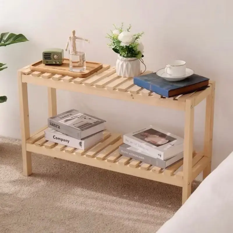 Wooden shelf 2 tingkat rak sepatu rak aksesoris rak buku susun rak meja ...