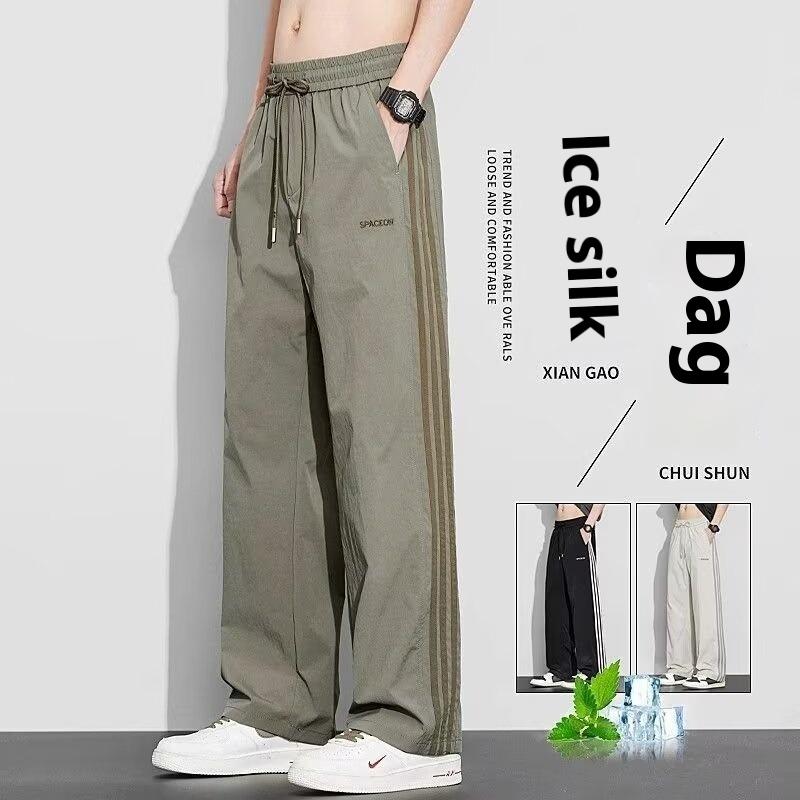 Quần Nam Quần Thể Thao Ống Đứng Lụa Lạnh Nhanh Khô Quần Ống Rộng Thường Ngày