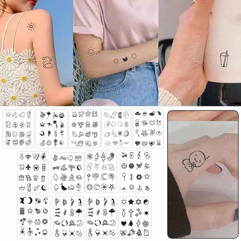 Miếng Dán Hình Xăm Dễ Thương, Không Thấm Nước, Lâu Trôi, Tạm Thời, Phong Cách Tươi Mới, Miếng Dán Hình Xăm