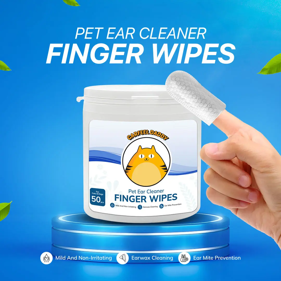 Garfeel Daddy Pet Ear EYE Cleaner Finger Wipes Easy and Effective Earwax and Mites Cleaning For Cats and Dogs Dental Fresh Breath