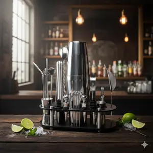 Paket Lengkap Barista Bartender Set 23 In 1 Premium Cocktail Boston Shaker Set Stainless Steel