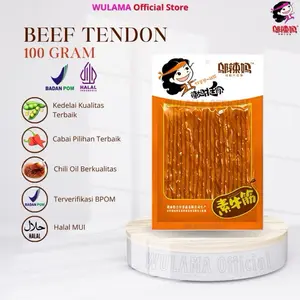 Wulama Cemilan Vegetarian Spicy Tendon Garlic Vegan 70gr - 100gr Pedas Halal MUI Kualitas Terbaik