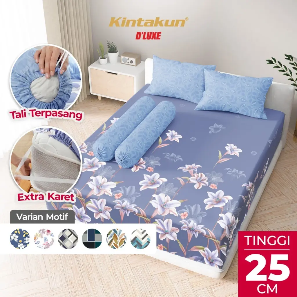 [Best Seller] - Sprei 160/180 Kintakun DLUXE Tinggi 25cm Microtex – Lembut, Adem & double karet - Multivariant
