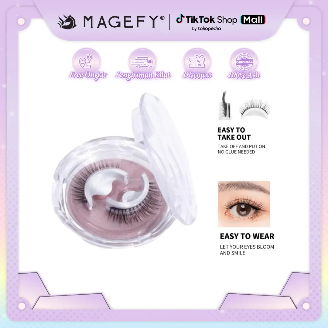 MAGEFY Bulu Mata dengan Lem Gel Natural 3D Ekstensi Bulu Mata Palsu Bulu Mata 7328 Eyelash Bulumata Extension Wajah