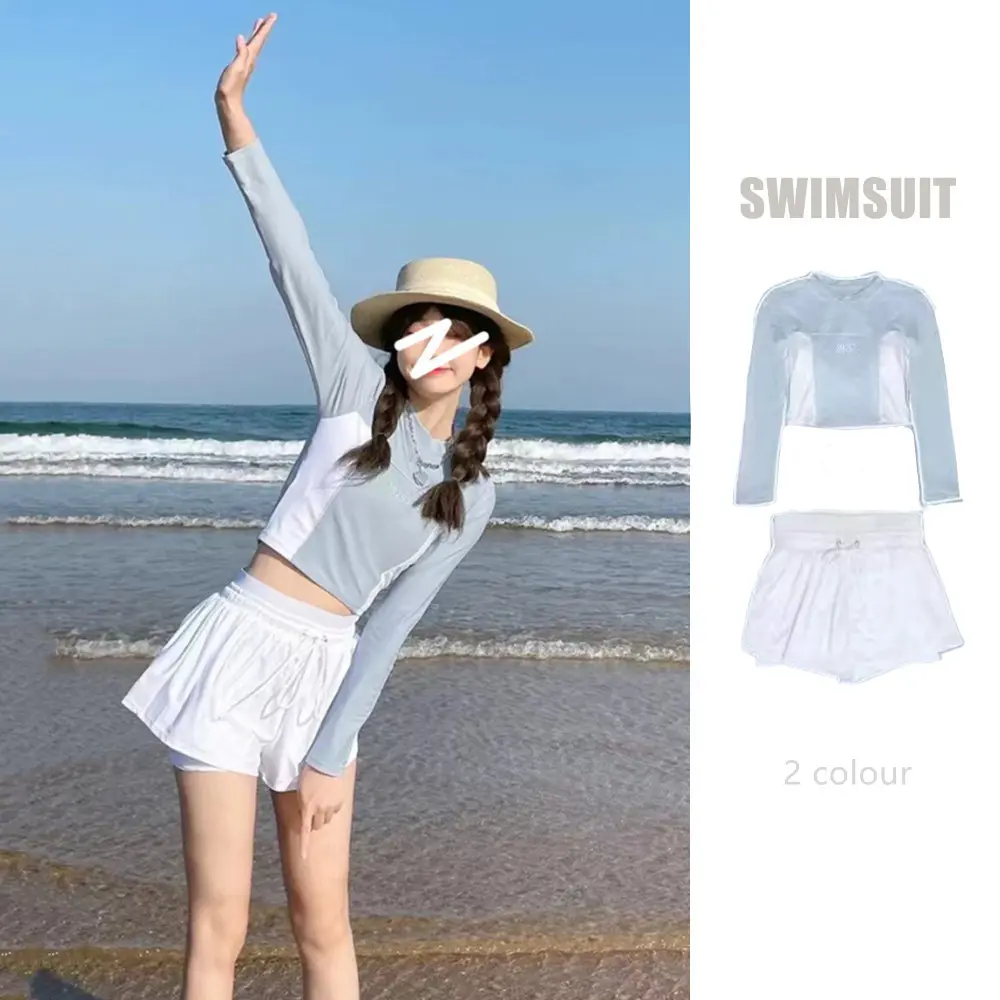 Bikini Nữ, Áo Tắm Xẻ Tà Hai Mảnh, Đồ Bơi Nữ, Áo Dài Tay, Quần Ngắn, Đồ Thể Thao Đồ Bơi, Đồ Đi Biển Sport Chạy Bộ Yoga Tập Yoga Tập Gym Tập Thể Dục