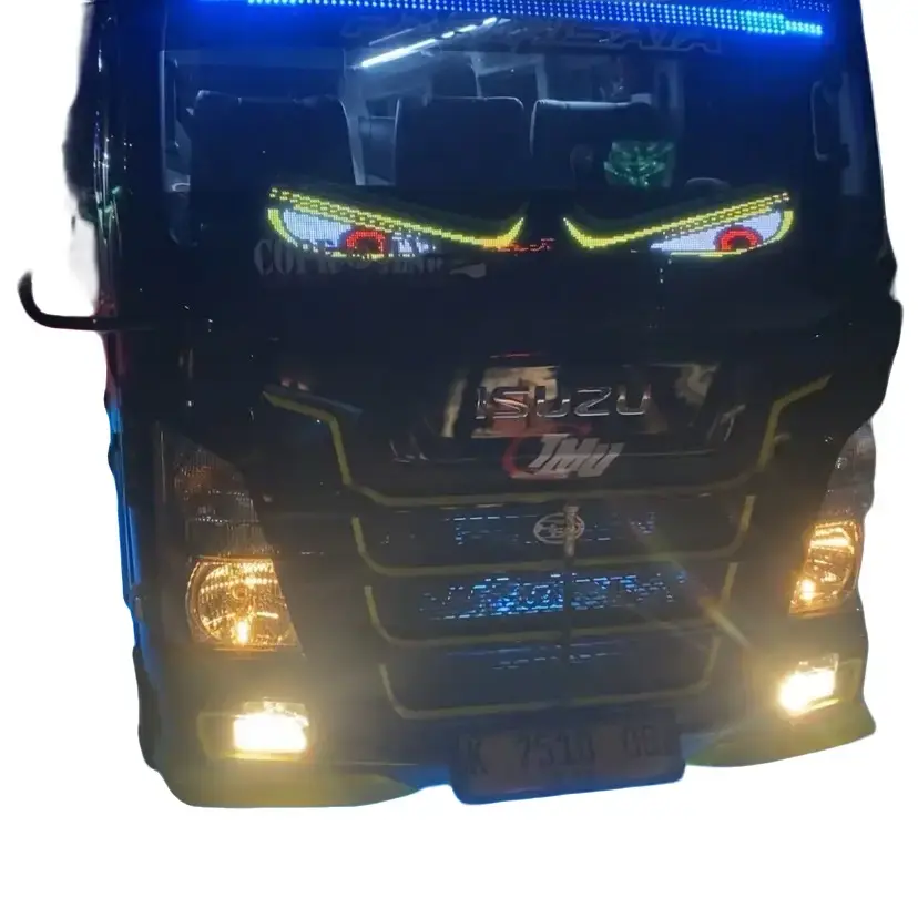 Lampu Runing text  MATA  NEW MODEl UNTUK Mobil, Truk, Pick Up, Bus Medium maupun Big Bus Stting Tulisan VIA HP ANDROID Car
