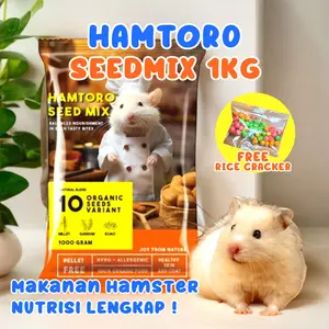 Hamtoro Seedmix EXTRA OATS Makanan Hamster 1 kg BONUS Rice Cracker Hamster Food With Salmon Oil