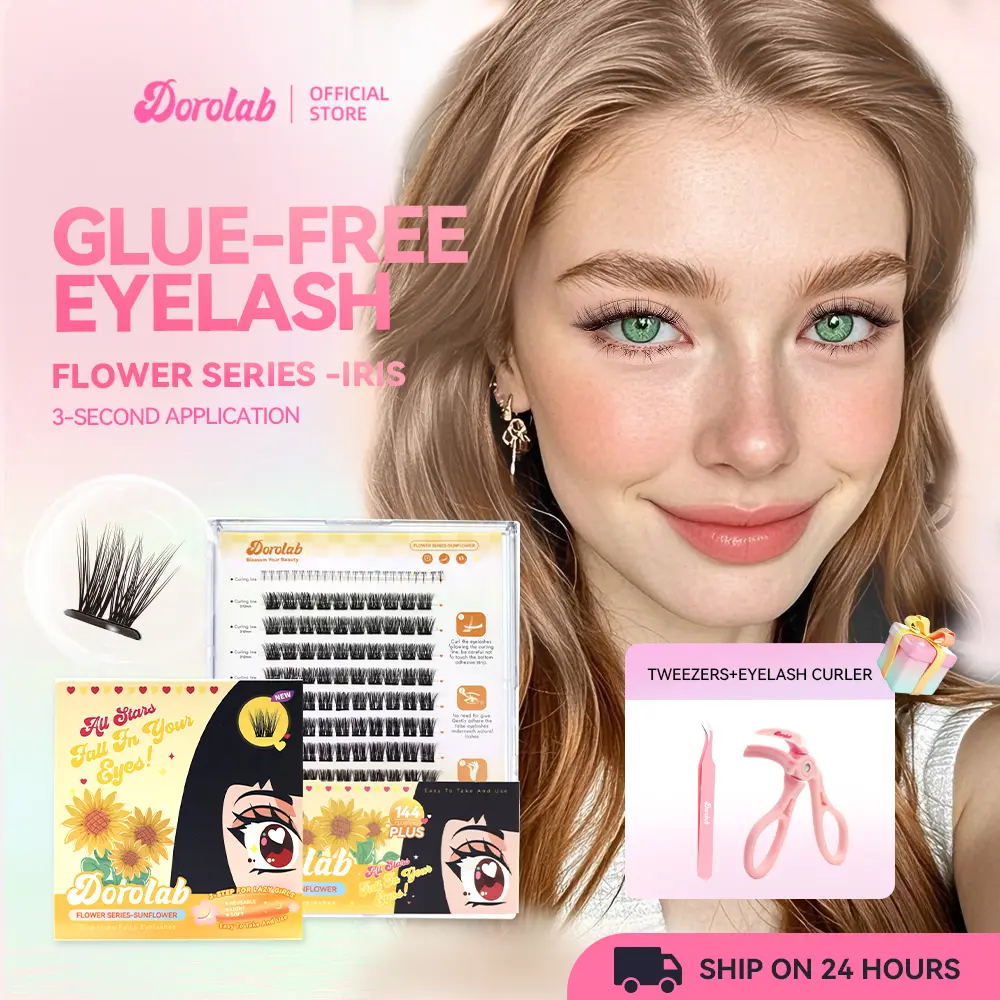 payday DOROLAB 【Glue-free eyelashes】Eyelash extension set【Sunflower】D Curl False Eyelash Length 12-16mm--PBT Antibacterial material