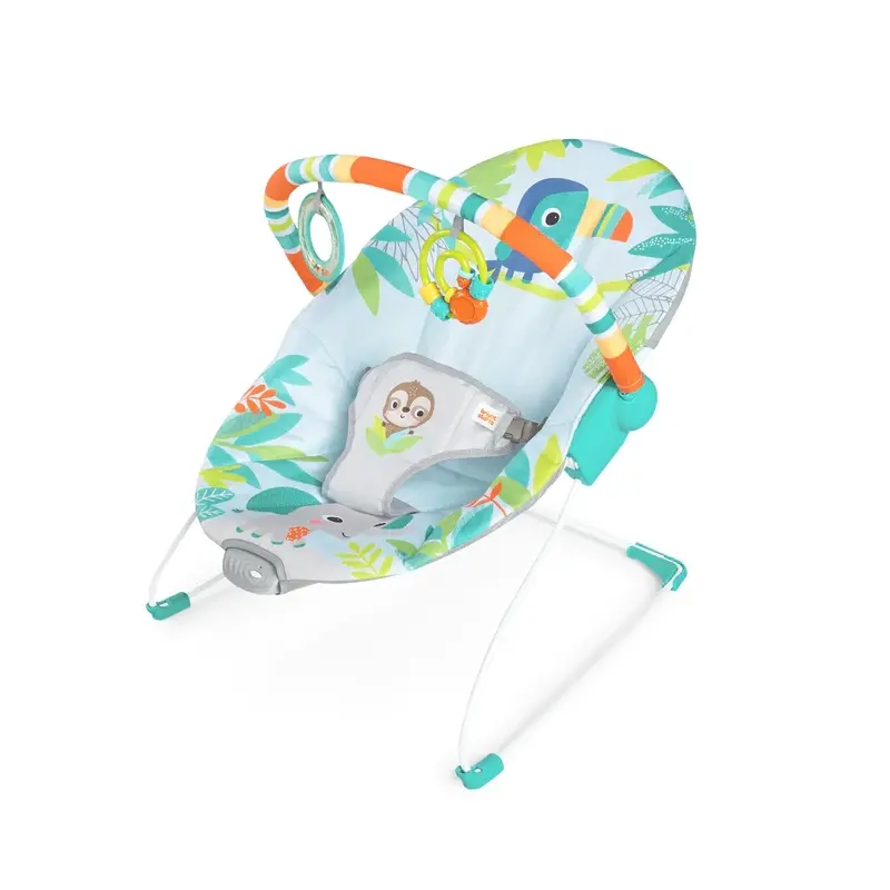 Bright Starts Rainforest Vibes Vibrating Bouncer with Toy Bar