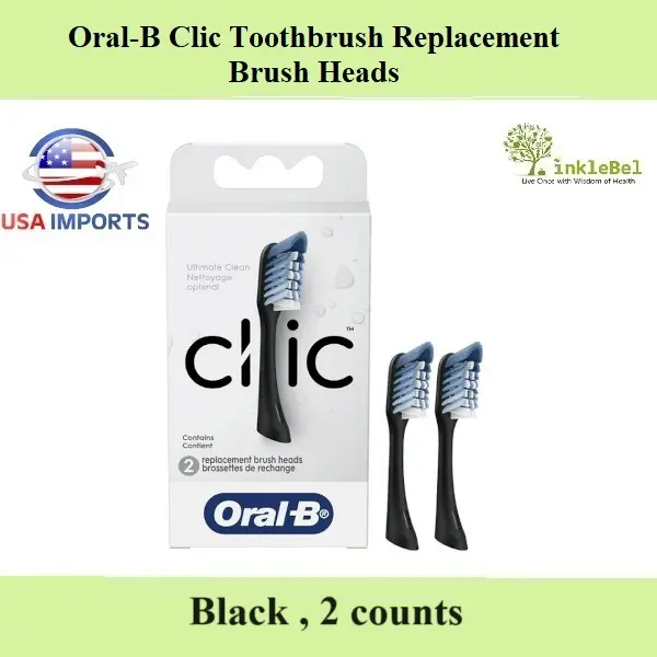 Oral B Toothbrush Clic 2 Black Replacement Heads Cleansing