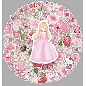 95 pcs Stiker DIY Pink Scrapbook Graffiti Anti Air Waterproof