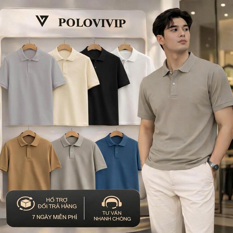 [KOL'] Áo Polo Nam Trơn chất liệu Cá Sấu Mềm Mịn, Mát, Co Giãn 4 Chiều - POLOVIVIP