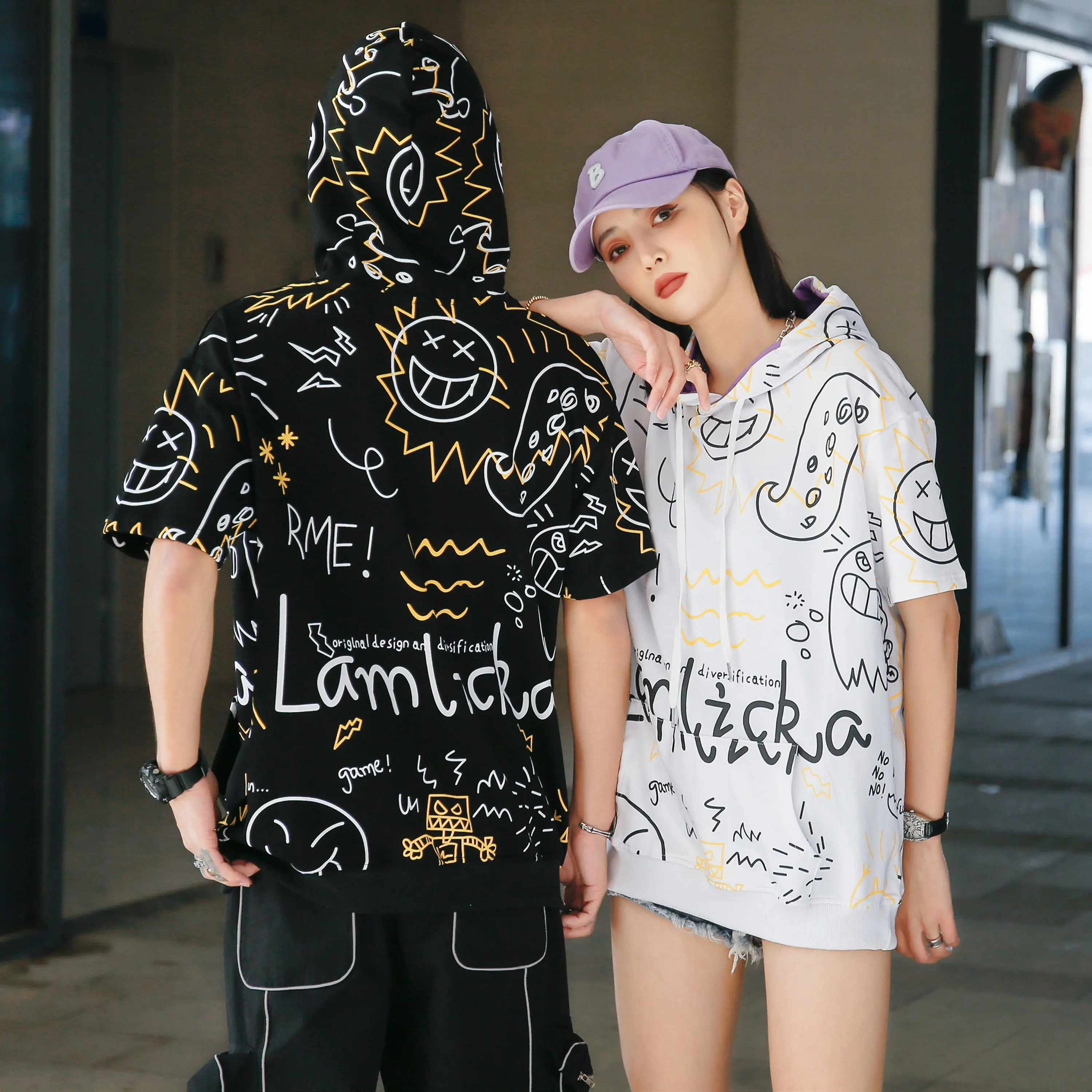 [ Sozo-one ] - Korean Style Streetwear 220g/m2 Cotton Unisex Oversized Hoodie Couple 3279 Casual Crew Neck Clothing Comfort