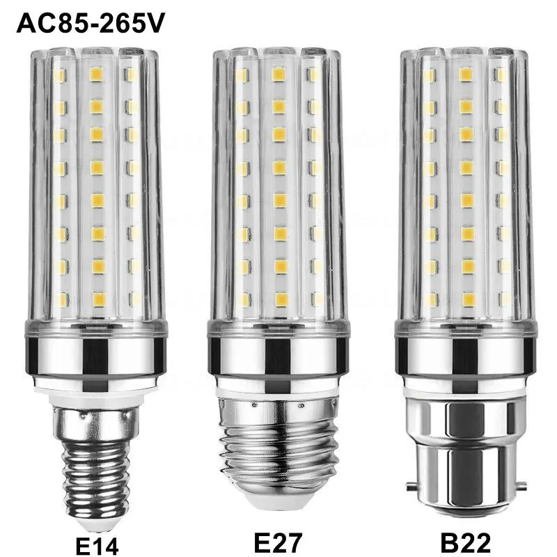 Super long lifespan E27 E14 B22 Base 12W 16W 20W LED lamp Corn Bulb AC85-265V No Flicker 2835 SMD LED light / lighting