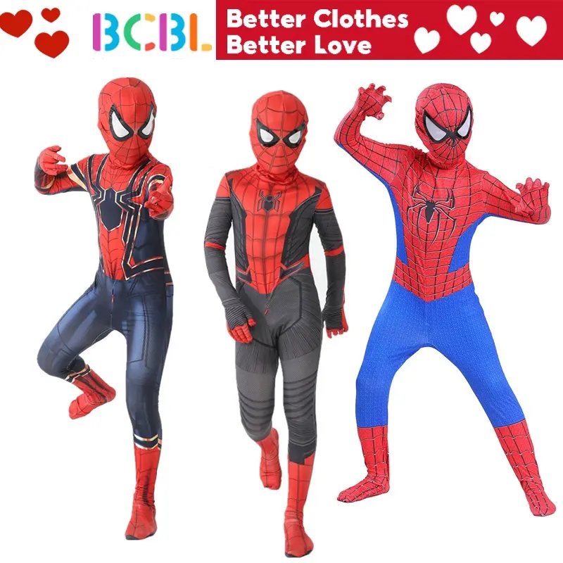 BCBL Boys Spiderman Costume Halloween Cosplay Costumes 3D Style Superhero Costume for Kids Spider-Man Jumpsuit for Boys