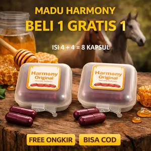 BELI 1 GRATIS 1 Madu Harmony Isi 4+4 Kapsul - Original Dari Bahan Serbuk Madu Herbal Honey Alami 100% - COD Free Ongkir