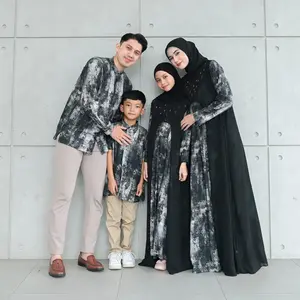 Aisyalina Id VOL 6 Sarimbit Collection Arum Set Dress & Umar Kemeja Raya Series Bahan Linen Crespo Motif Printing Mix Ceruti Polos Baju Lebaran