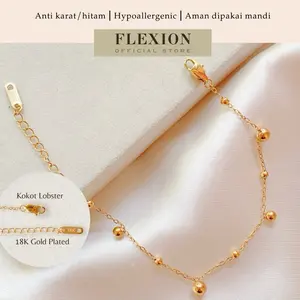 Flexion - Gelang Tangan Boba - Kode 18K - Titanium - Anti Karat/Hitam/Luntur - Aksesoris dan Perhiasan Fashion Korea Aesthetic Pengait Rantai Bracelets