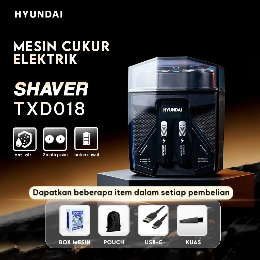 A HYUNDAI Mesin Cukur Elektrik Kumis Jenggot Bulu Waterproof Pencukur Kumis Wajah Electric Awet Premium Portable Praktis Mini Portable Electric Shaver Cukur Kumis Jenggot