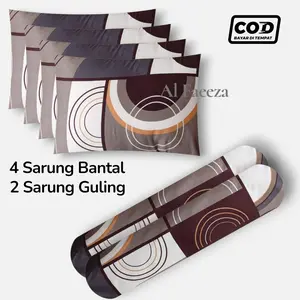 Satu Set isi 6pcs 4 Sarung Bantal & 2 Sarung Guling Bahan Katun Premium Adem Lembut Tidak Luntur Motif Bunga Ukuran 45cm x 60cm & 33cm x 90cm Include Tali BISA COD