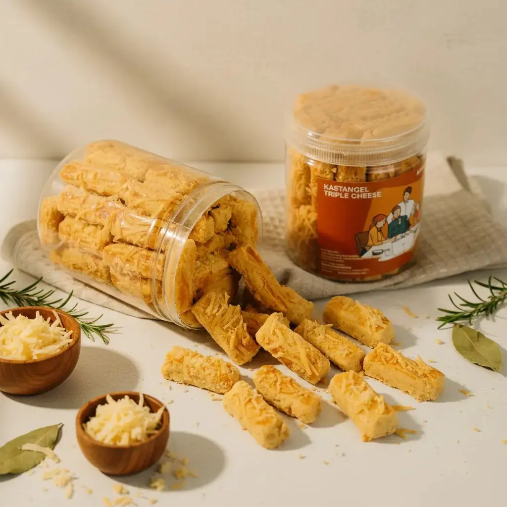 KASTANGEL KEJU TRIPEL CHEESE PREMIUM  Kastengel Tripel keju dengan Keju Cheddar Edam Parmesan Castangel  Kue Kering Kuker