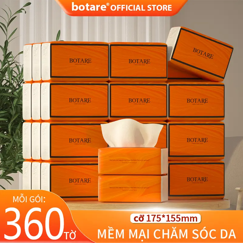 【20 Gói】 Botare Cheerful khăn giấy ăn khí dày 4 lớp mỗi gói 360 tờ.