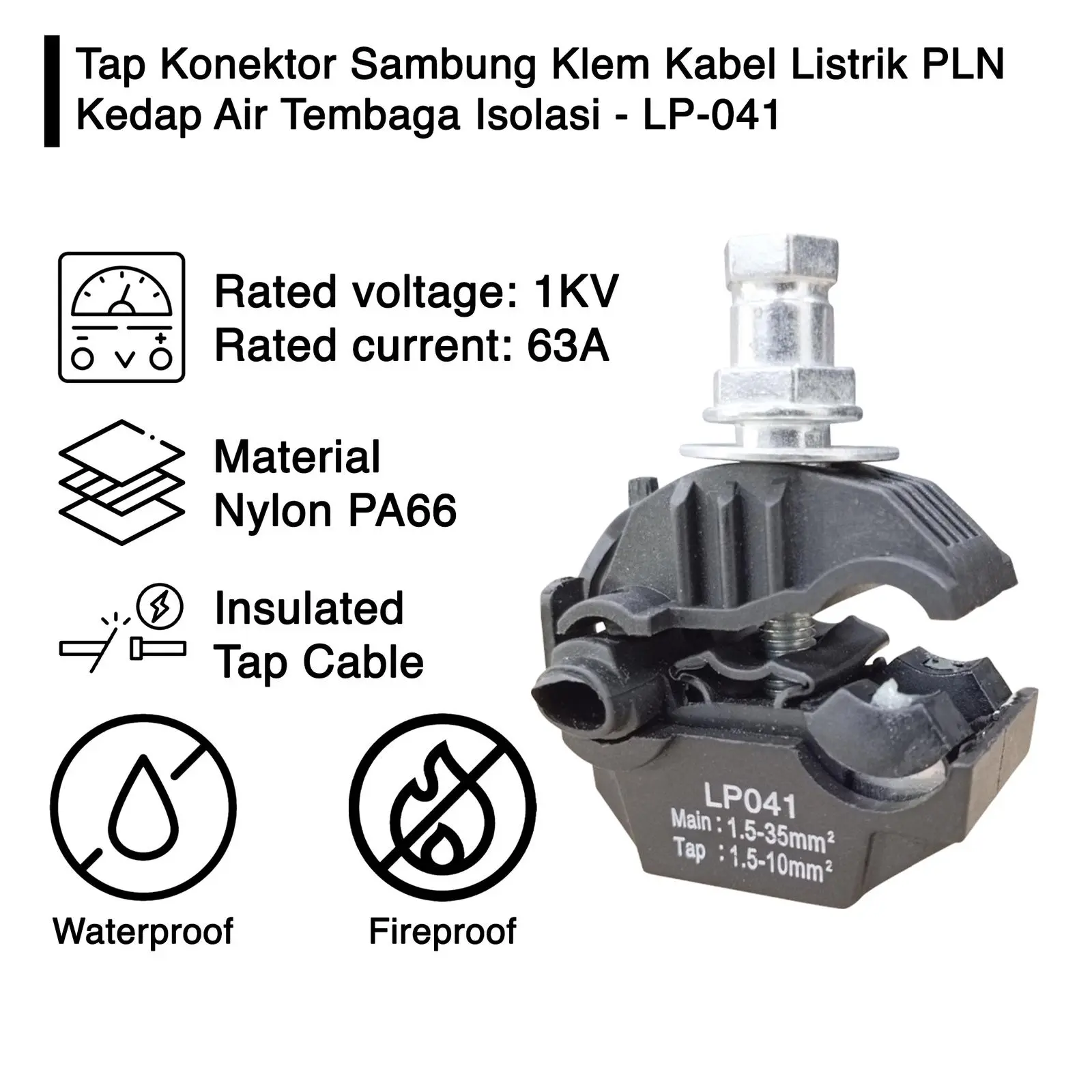 Konektor Kabel Listrik PLN LP-041 EWIG Kedap Air Tembaga Isolasi CLAMP ...