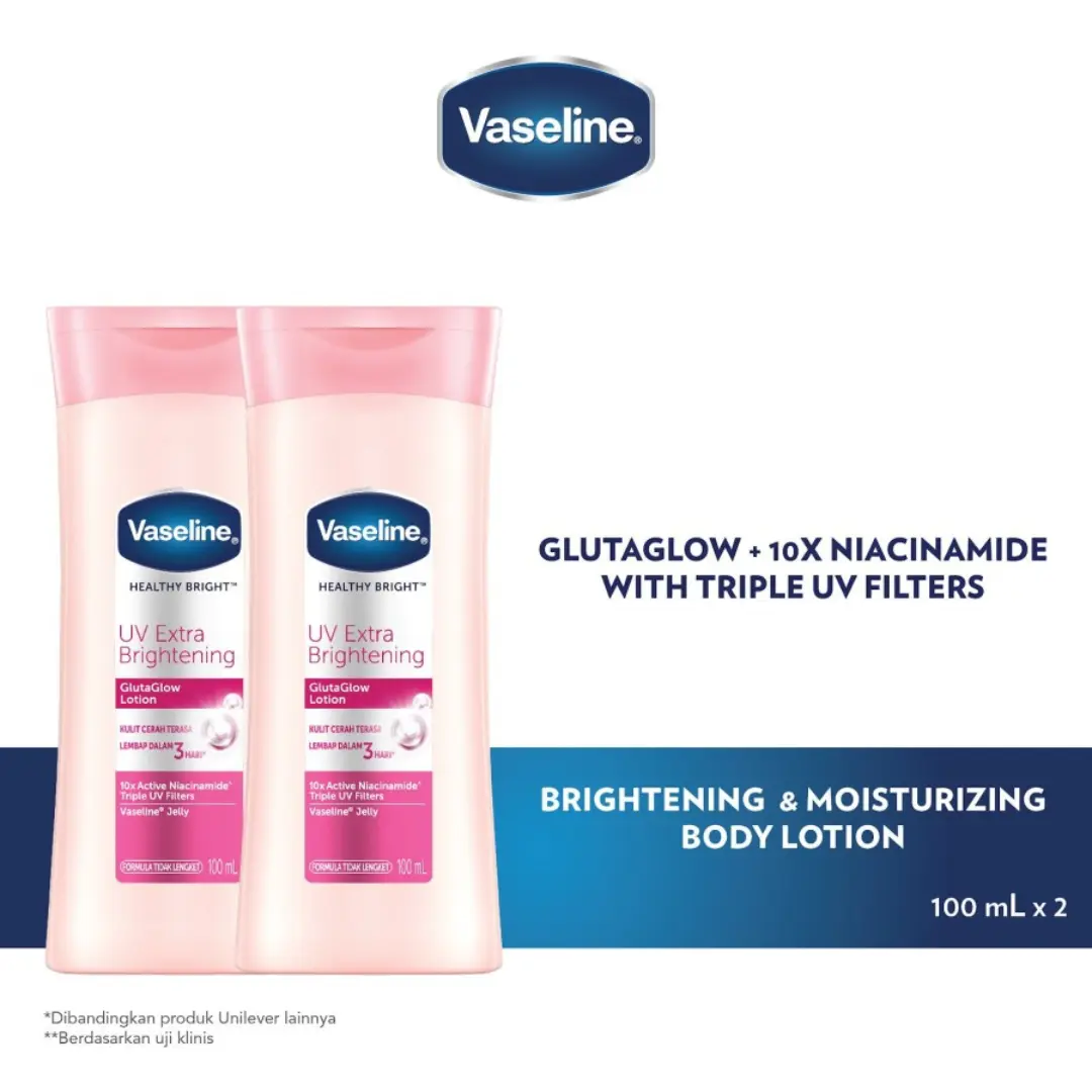Vaseline Lotion Healthy Bright UV Extra Brightening 100ml Isi 2