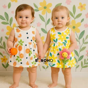 BOBOHO - Dress Anak Perempuan Lengan Kutung / Dress Bayi Perempuan Gaya Santai
