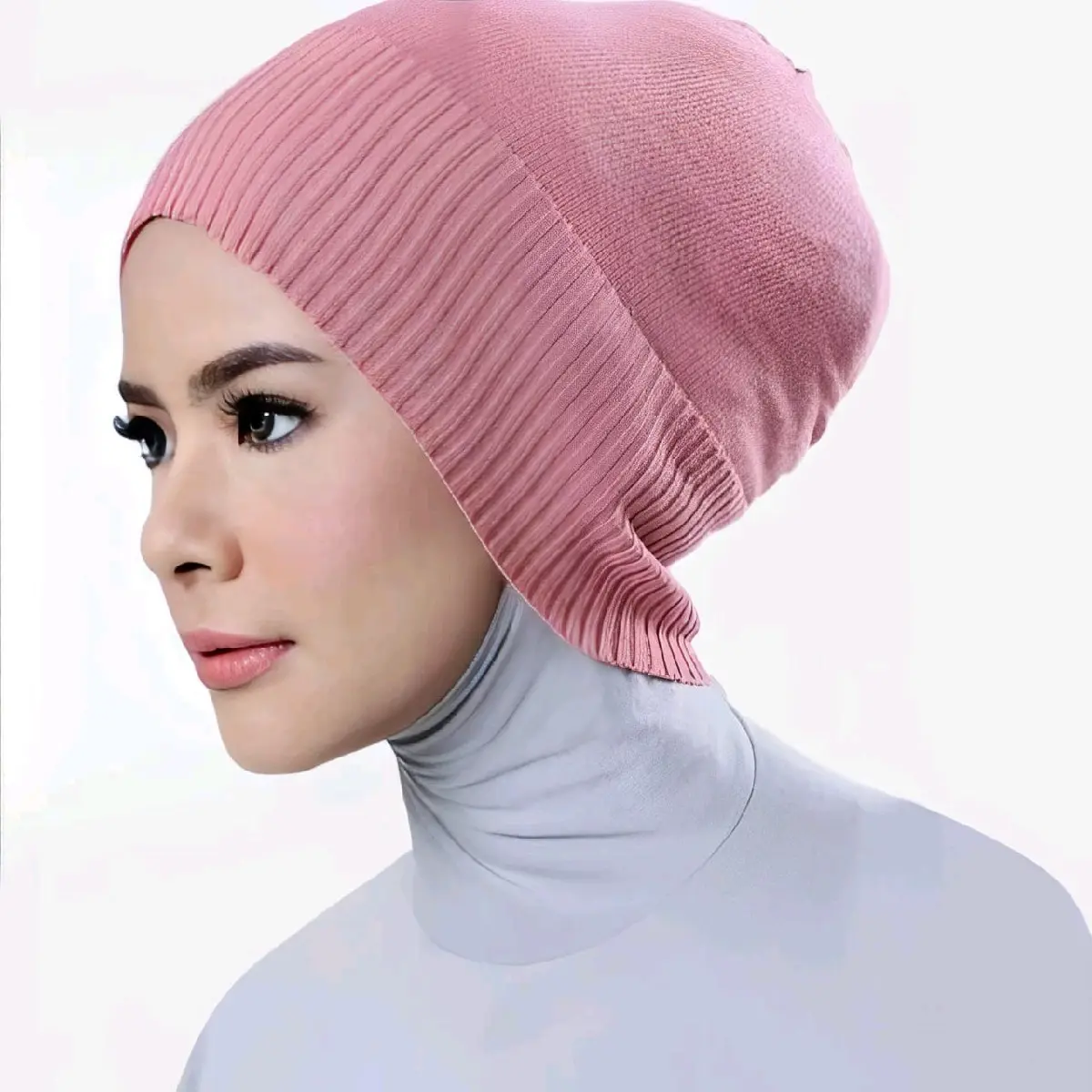 Ciput Anti Pusing Premium Rajut Salur Full Tertutup Dalaman Topi - Kerudung, Jilbab
