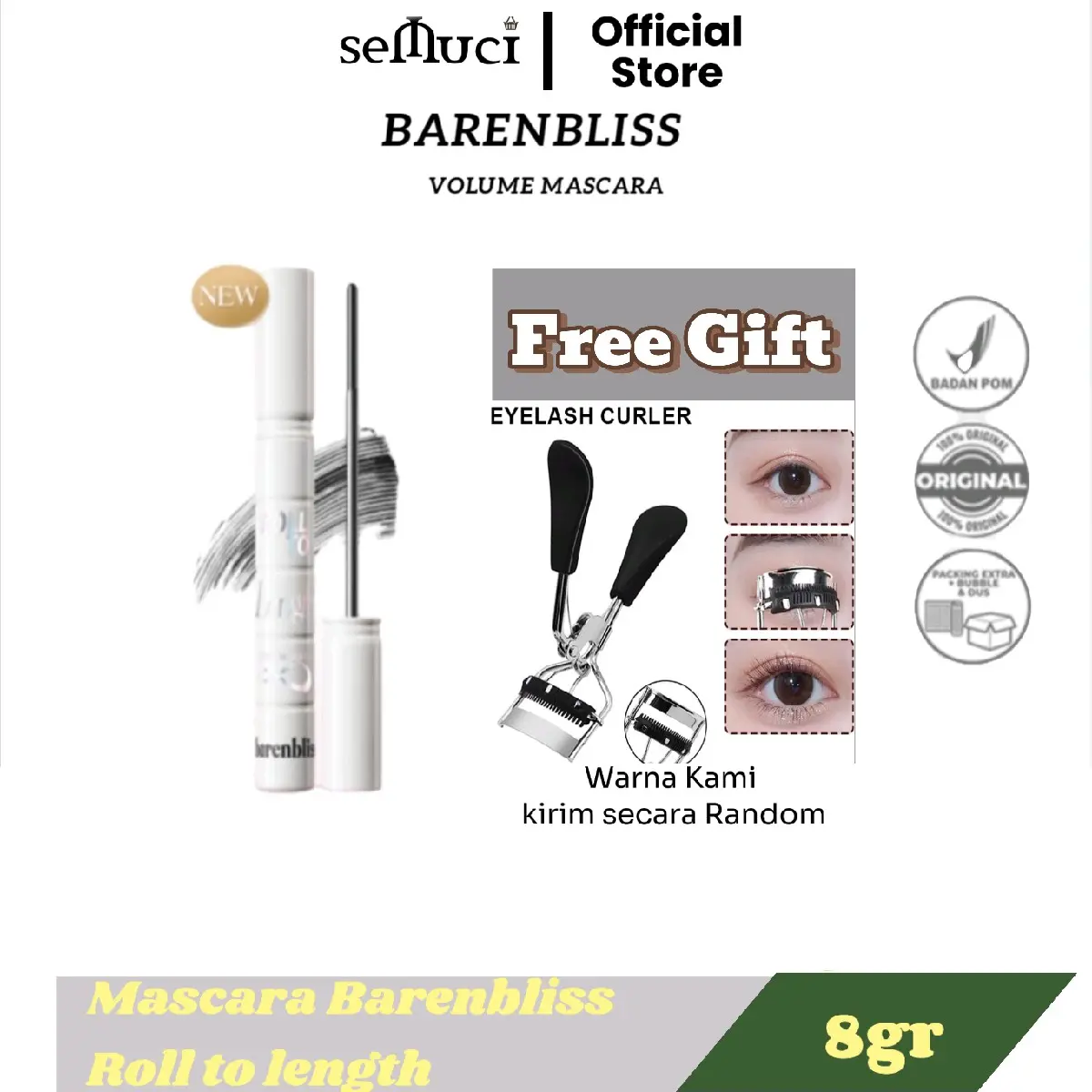 Mascara Barenbliss Roll To Length Stell Waterproof Free Eyelas Curler Mascara BNB Maskara