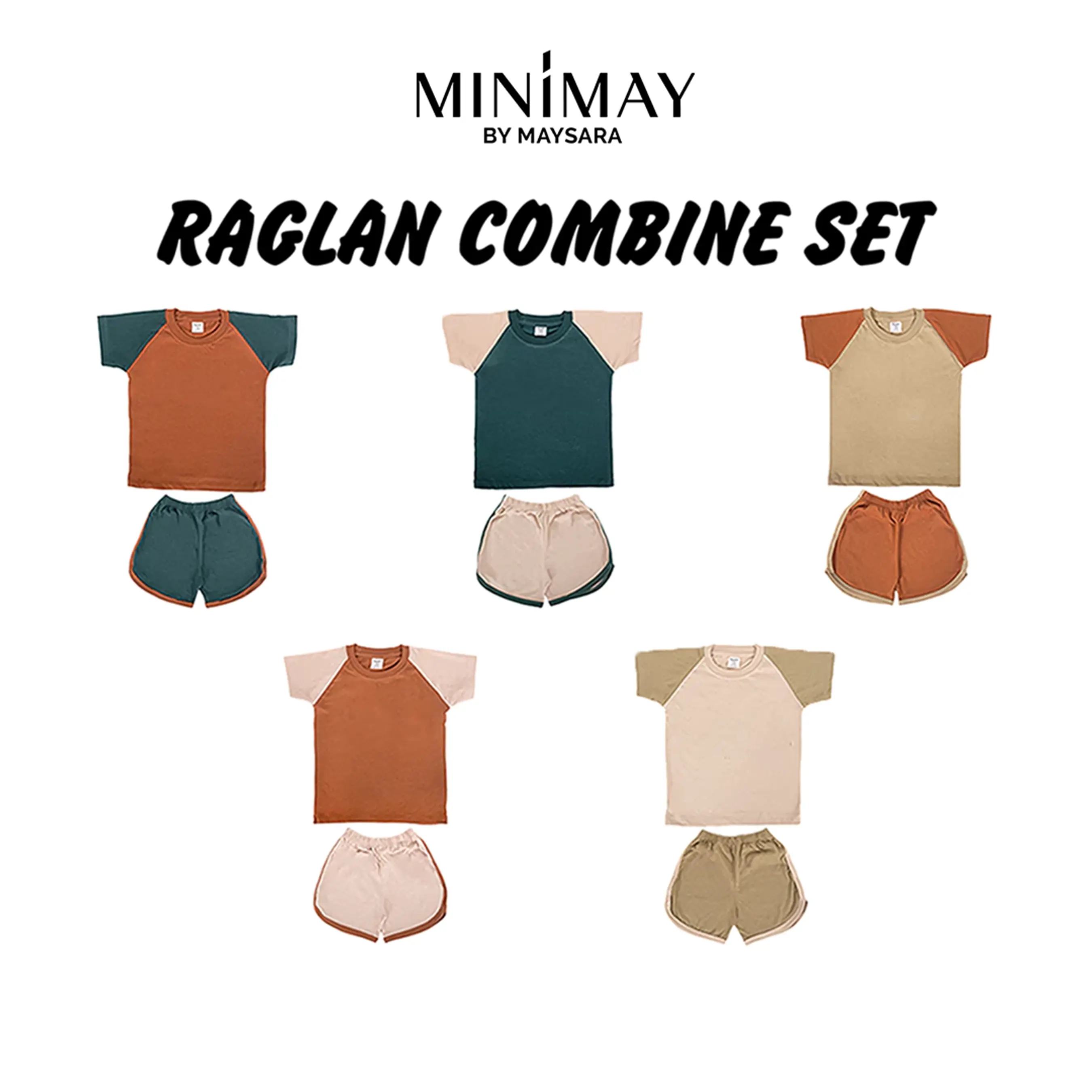 Piyama Raglan Baju Anak Two Tones Colors Kaos Earth Tone