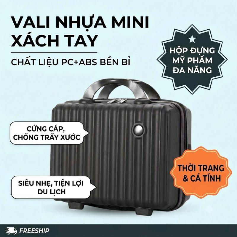 ​Vali Mini Xách Tay 14 Inch Cực Nhẹ - Hộp Đựng Mỹ Phẩm, Đồ Cá Nhân Du Lịch Chất Liệu PC+ABS Cứng Cáp Thời Trang