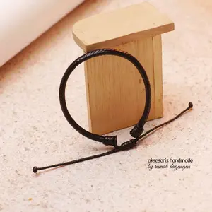 Gelang Hitam Tali Korea Style 3mm Unisex Casual Adjustable