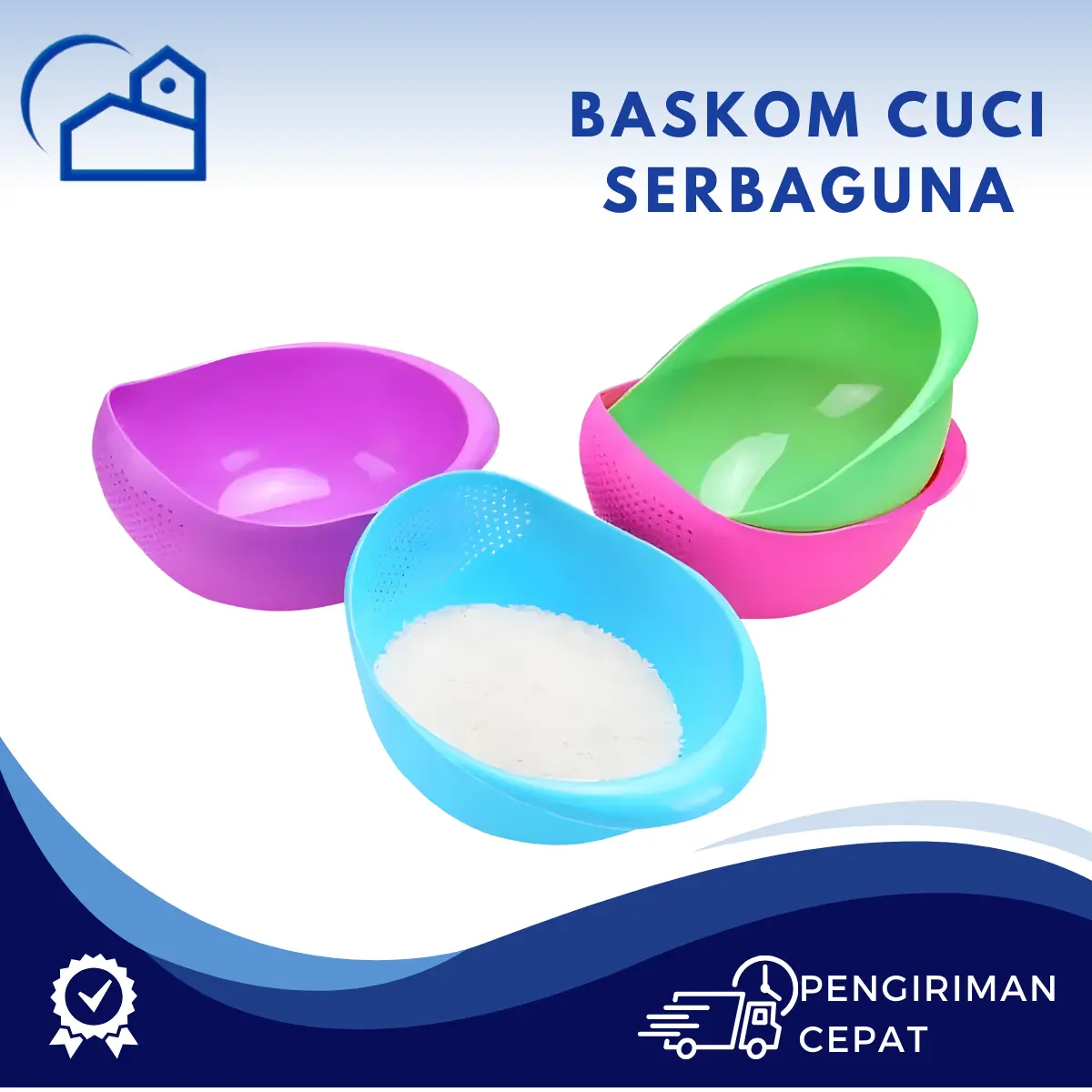 Wadah Cuci Beras/Baskom Ember Tempat Cuci Buah Sayur/Alat Cuci Beras 2901 Multifungsi Plastik Saringan Sayuran