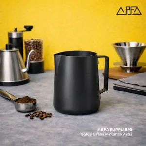 Milk Jug 350ml Black - Gelas Minuman Stainless Steel Berkualitas Tinggi