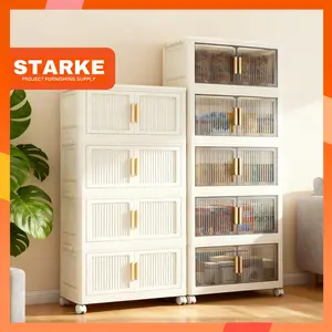 【Promo Buka Toko】Starke 50-60cm Lemari Plastik Susun Besar Lemari Plastik  Lipat Penyimpanan Serbaguna Furniture (3/4/5/6 Susun)