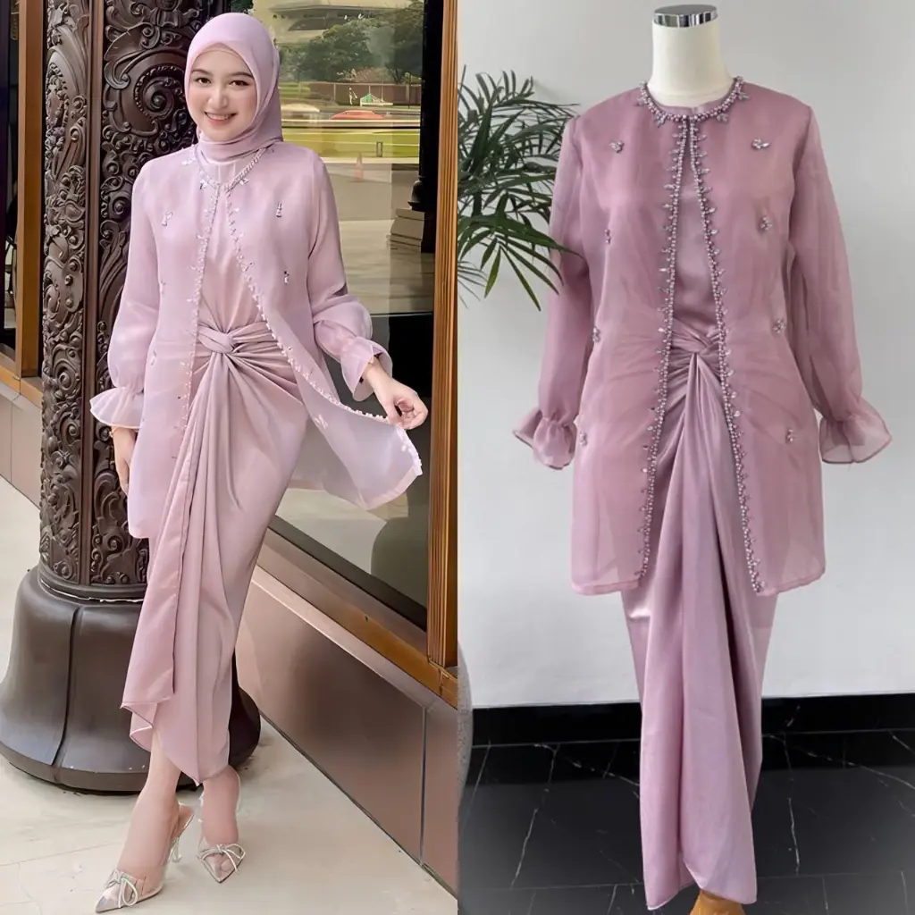 Termurah One set Jemma Organza Bahan Maxmara Kombinasi Outer Terbaru Setelan Rok Lilit Fashion Kekinian OOTD Remaja Dewasa Maxi Dress Pesta Kondangan Bisa COD 2024