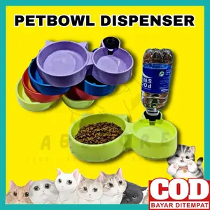 ￼Tempat Makan Kucing Otomatis Double PetBowl Dispenser Petbowl Dispenser Pet Bowl Otomatis Tempat Minum Hewan Kucing Anjing Kelinci