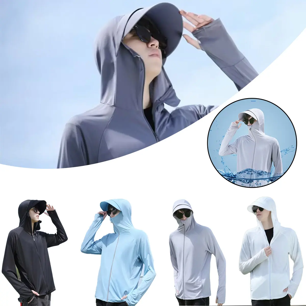 Sun protection clothing, anti-UV, unisex, summer outdoor fishing and bicycle sun protection clothing, thin fashionable jacket