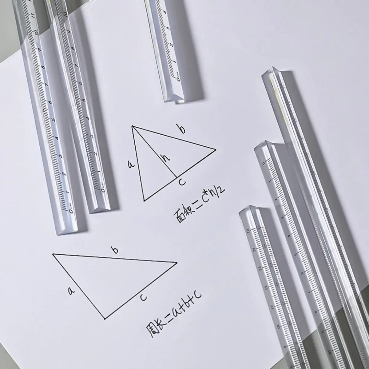 15/20CM Rulers Transparent Color Triangular Straight Ruler Students Mapping Learn To Draw And Draw Creative Stationery Supplies
