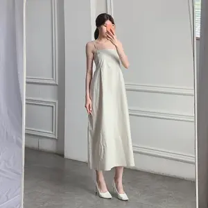 (Posy) Midi Dress Sleeveless Napoly Bahan Cotton Gaun Wanita Tanpa Lengan Simple Basic