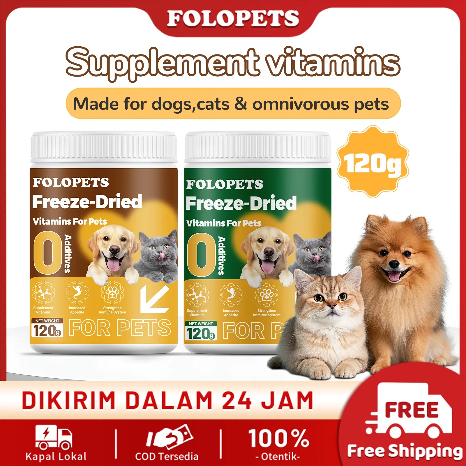 Native Vitamin Kucing dan anjing NATIVE+ GOLD 120gr Protein Tinggi, Untuk ...