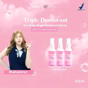3 Pcs Misonells Deodorant Spray Baby Angel  60ml (isi 3) Niacinamide Mencerahkan Menghilangkan Bau Badan