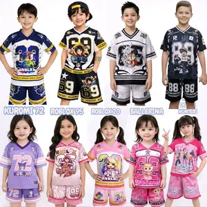 Setelan jersey anak-anak/banyak pilihan motif.one piece luffy.kuromi.roblox girl.roblox.ballerina anomali/set lengan pendek celana pendek