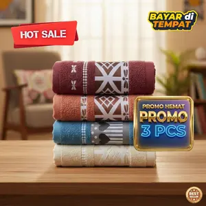 PAKET 3 PCS HANDUK MANDI - UK 70 X 140 CM - BAHAN KATUN HALUS - MENYERAP MOTIF WARNA RANDOM
