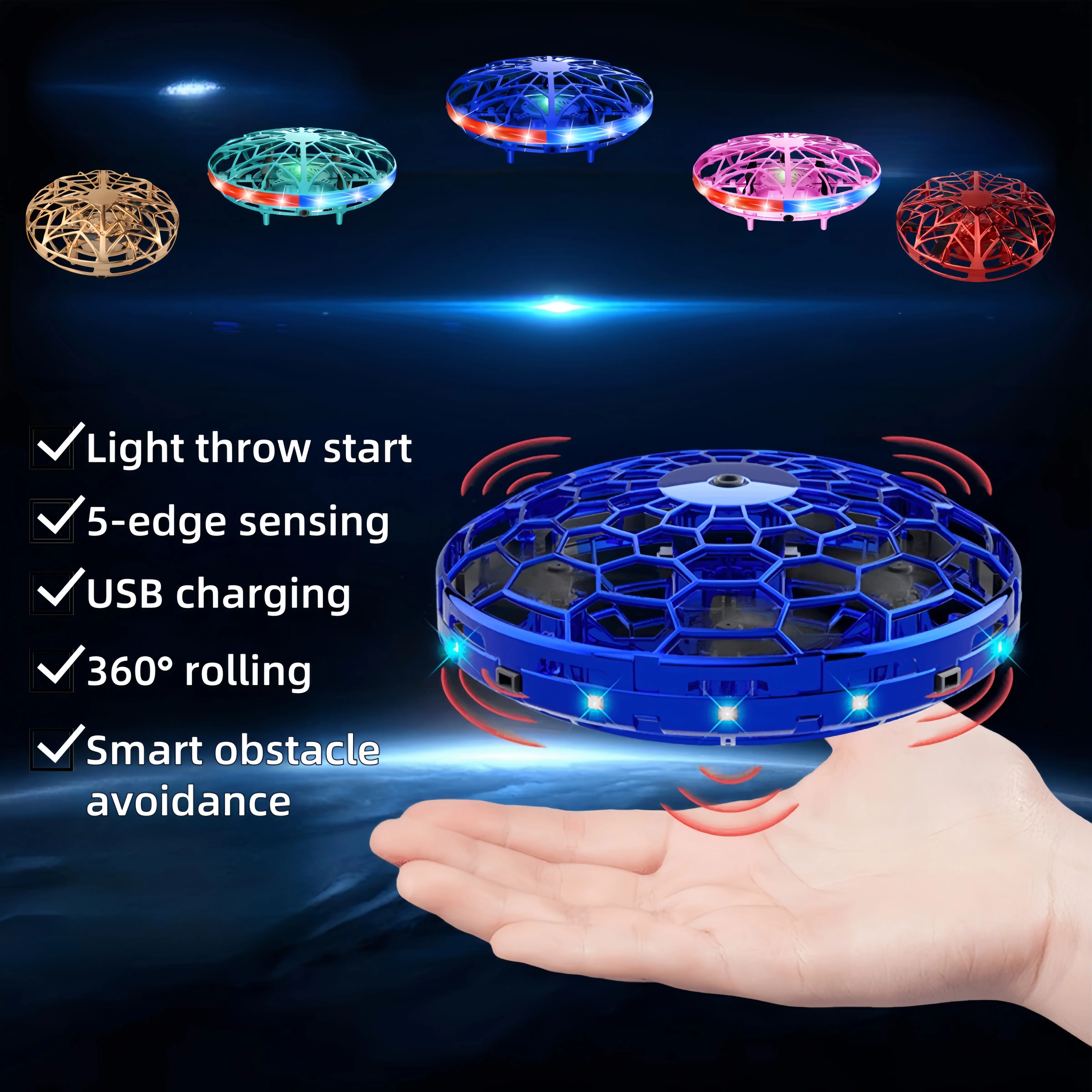 Flying UFO Toys Rotating Flying Toys,Fly Orb Gyro Terbang，Gesture-Controlled Aircraft，Safe & Easy to Fly