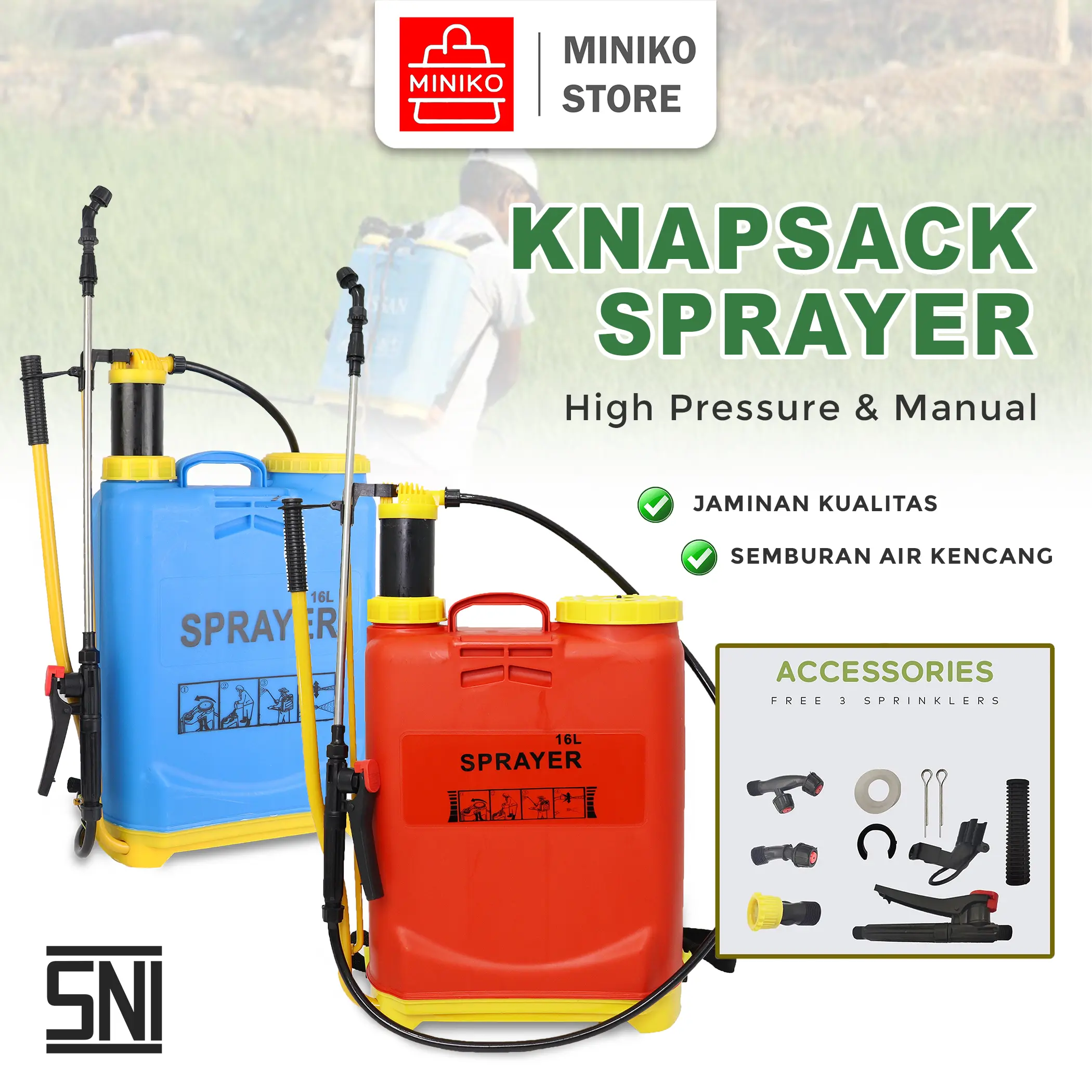 Semprotan Hama Manual Knapsack Sprayer 16 Liter MINIKO
