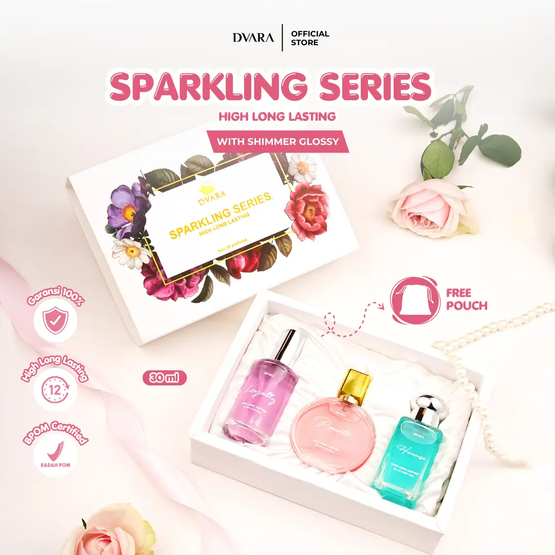 PARFUM HIGH LONG LASTING DVARA SPARKLING SERIES DAPAT 3 PARFUM PREMIUM WANGI TAHAN LAMA MEWAH CEWEK Perfume Box Elegant Bau Wanita Orange Peach