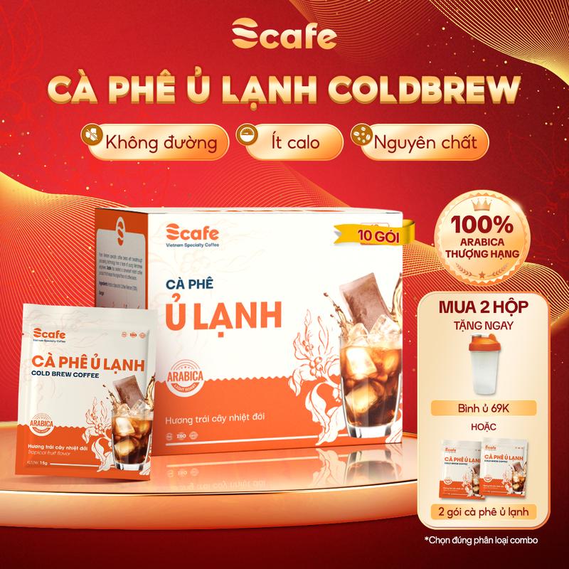 Cà Phê Ủ Lạnh Coldbrew Scafe - 100% Arabica thượng hạng - túi lọc tiện lợi cho người bận rộn, ăn thâm hụt calo, Đậm Đà Hương Vị Tự Nhiên, đắng nhẹ thanh chua, không đường, ít calo - Hộp 10 Gói x 20g - cafe coldbrew thơm ngon cà phê ủ lạnh